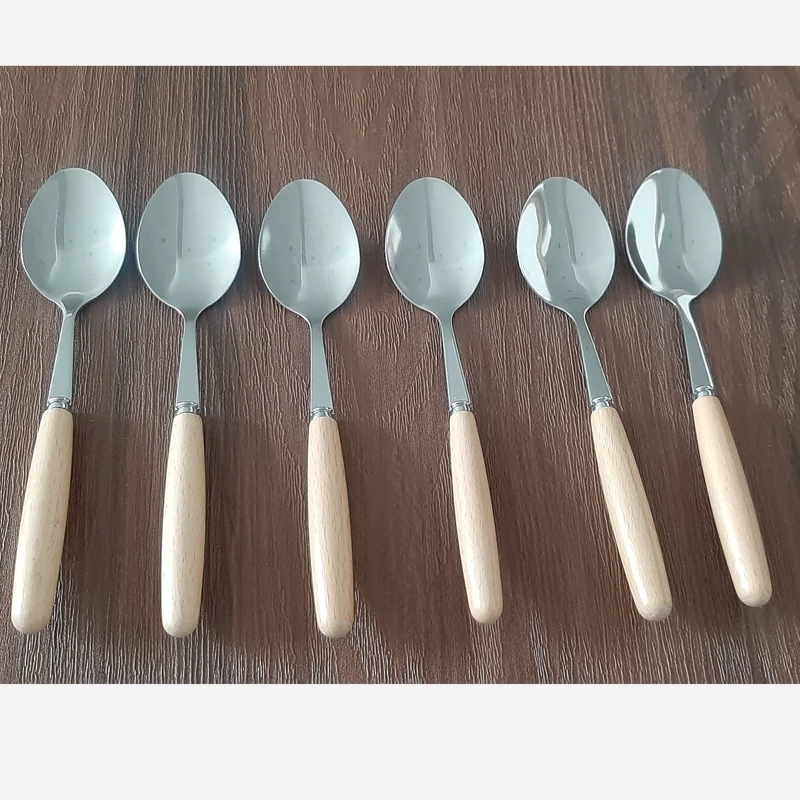 قاشق مرباخوری استیل دسته بامبو